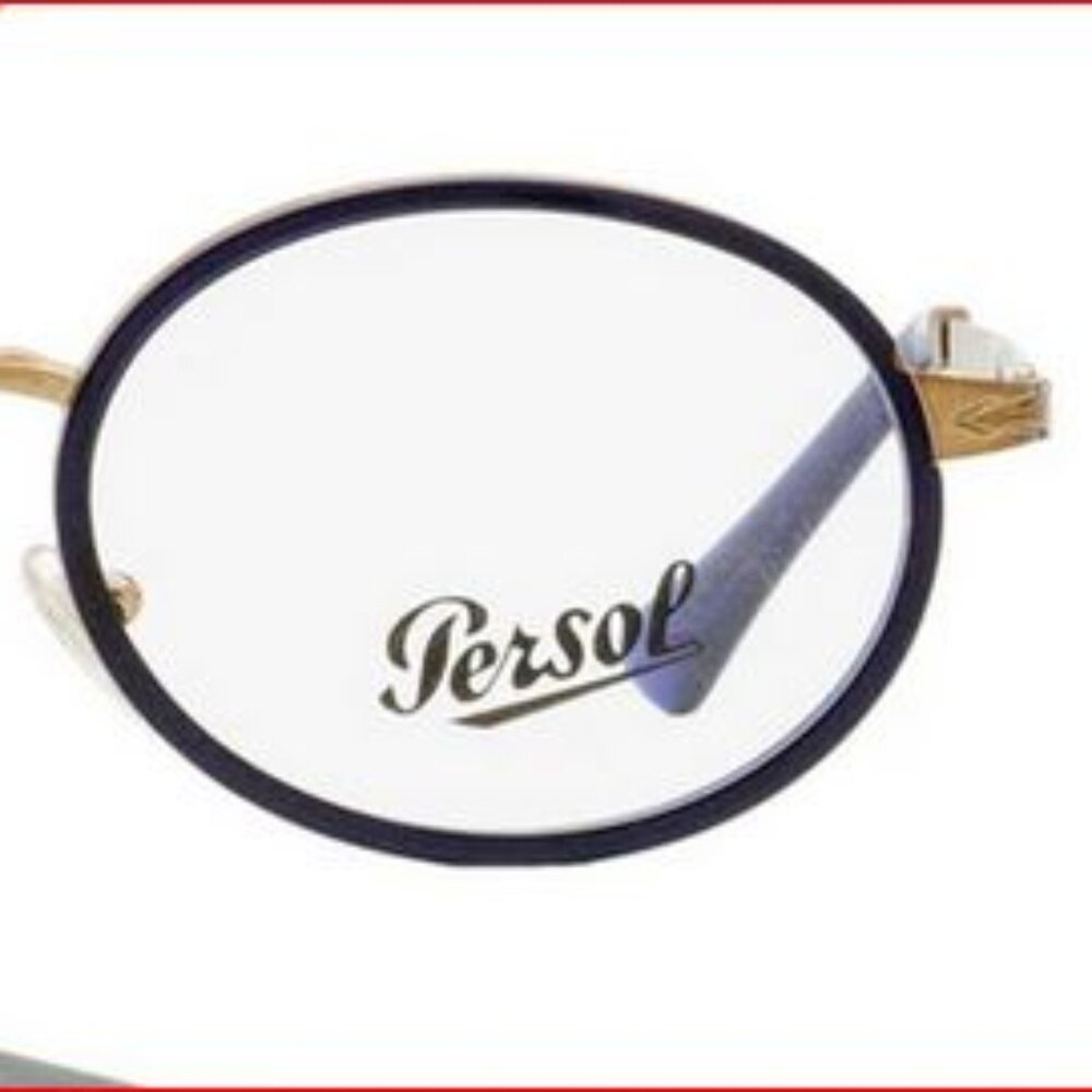 Persol Oval Eyeglasses Metallic Brown Blue 50mm